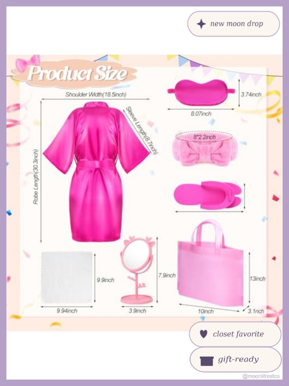 6 Satin Robes Kids Spa Party Sleepover Kit Girls Birthday Favors Set - Picture 4 of 6